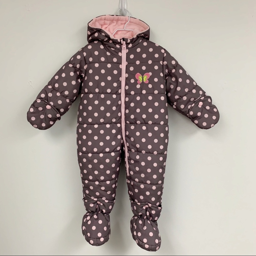 Carters Baby Girl Puffer polka dot Snow Suit sz 24